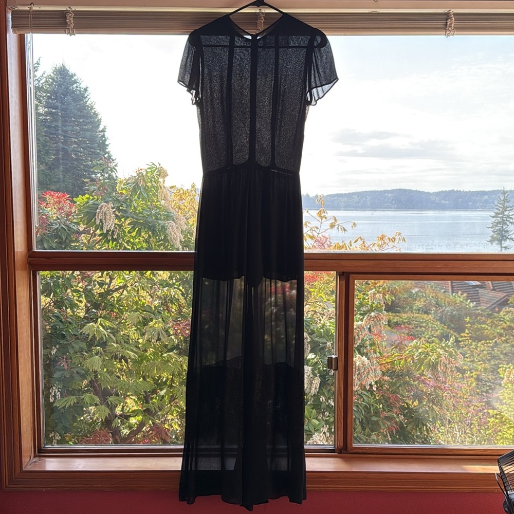 Reformation Black Sheer Lace Maxi Dress